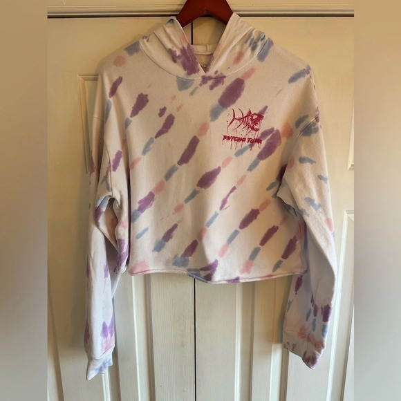 Psycho Tuna Tie Dye Cropped Hoodie sweatshirt. Size M - Picture 2 of 7
